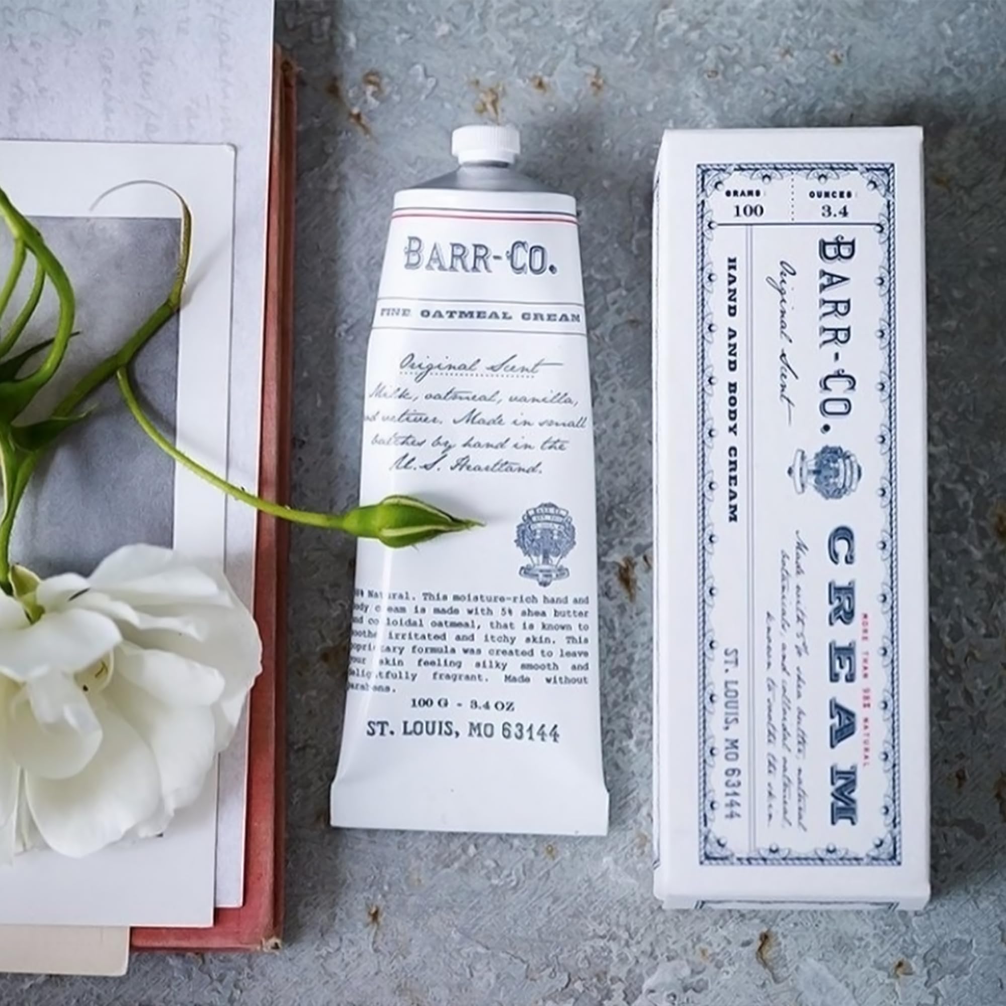 BARR-CO hand cream in travel gift box for on-the-go moisture and style.