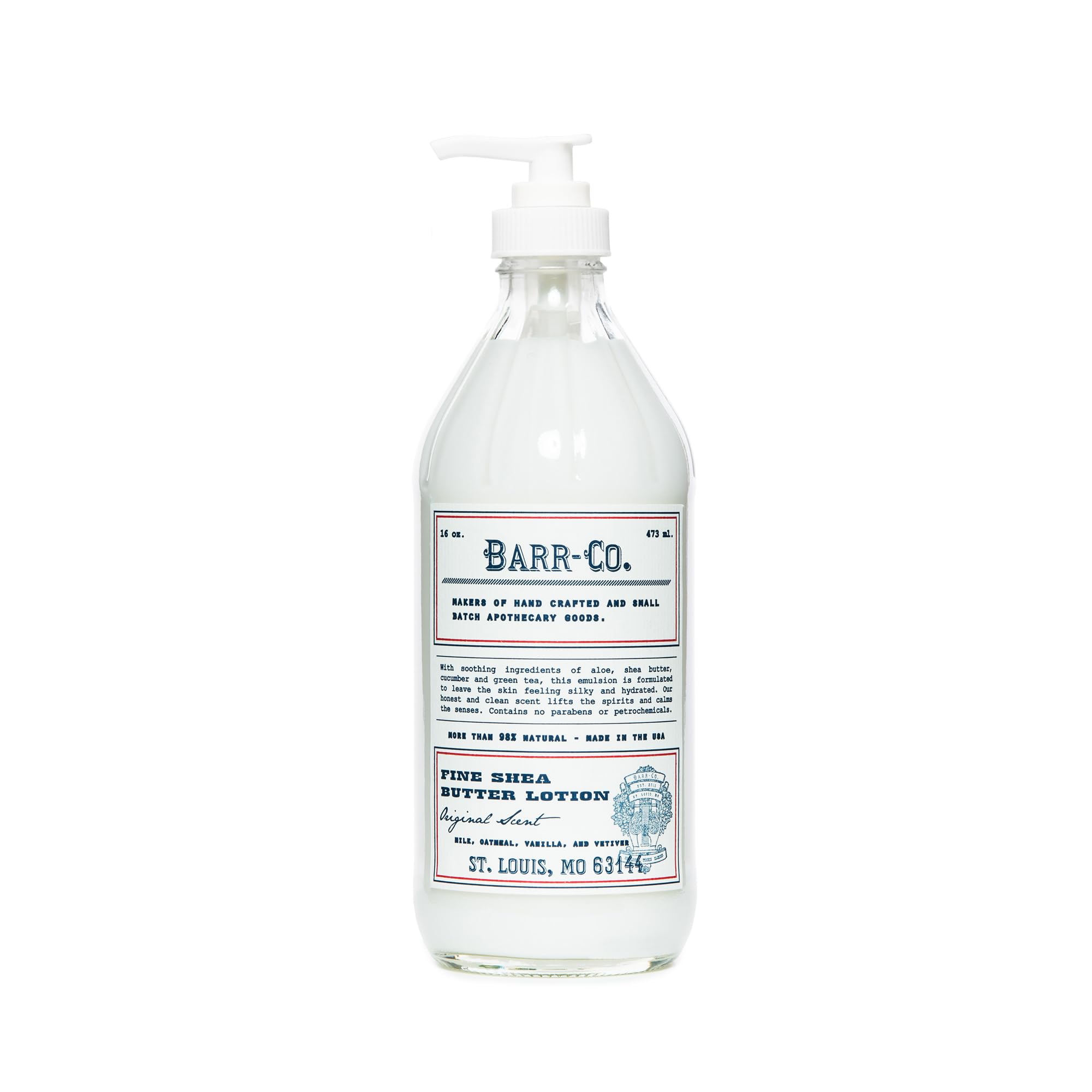 BARR-CO Original Scent Shea Butter Lotion pump bottle, premium gifting packaging