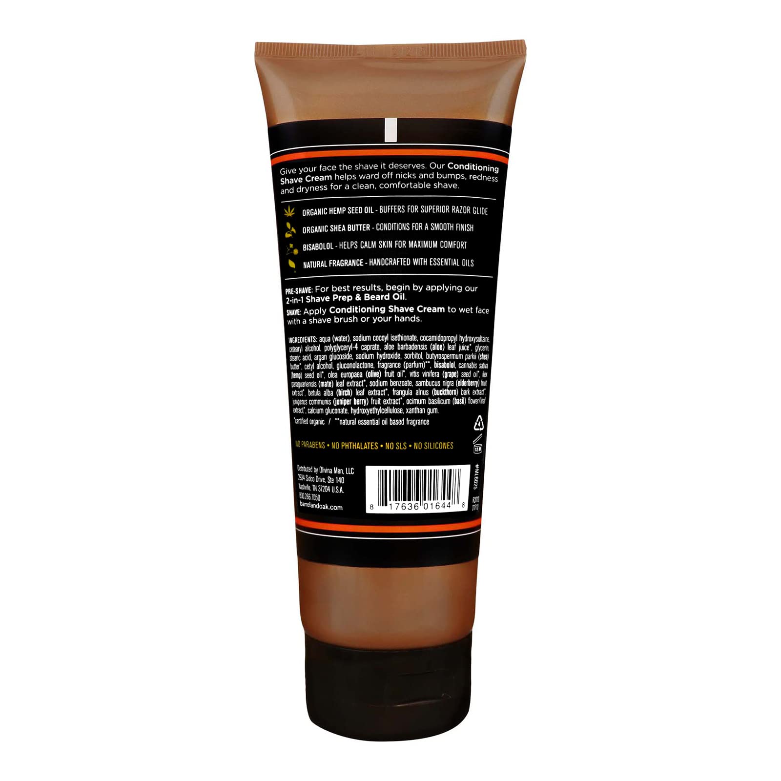 Barrel and Oak conditioning shave cream lather reveals rich foam for precise shaving.