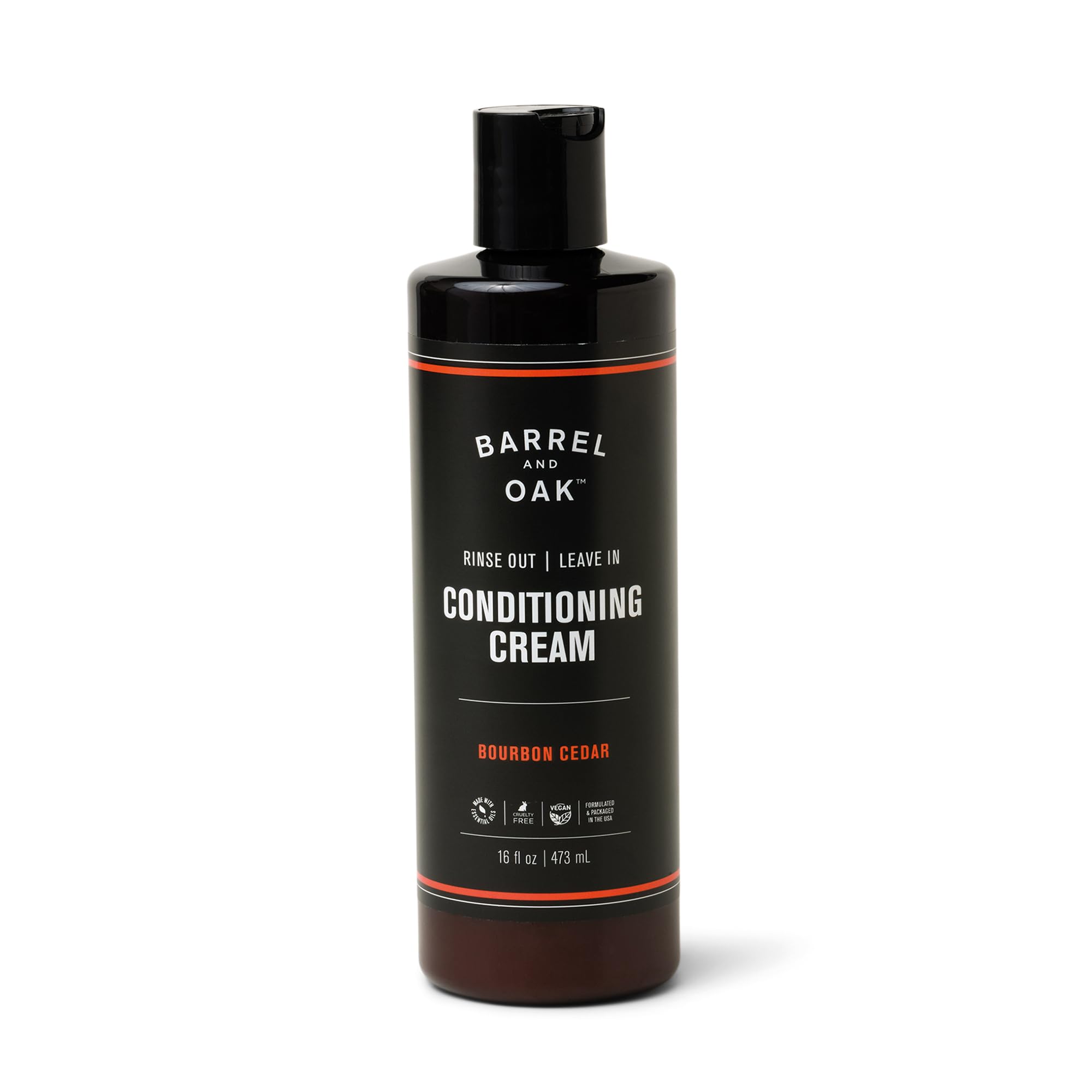 Barrel & Oak Leave-In Conditioner bottle offers dual-use hydration for soft, manageable hair.