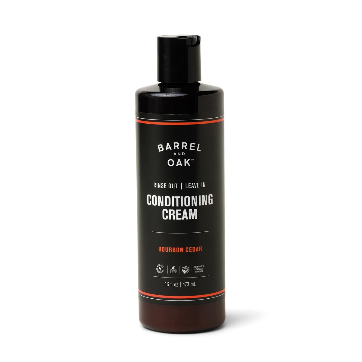 Barrel & Oak Leave-In Conditioner bottle offers dual-use hydration for soft, manageable hair.