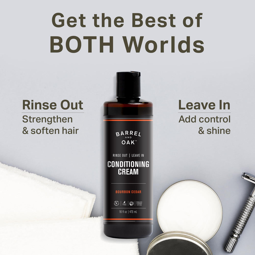 Barrel & Oak Leave-In Conditioner hands-application shows easy styling control.