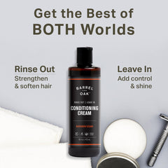 Barrel & Oak Leave-In Conditioner hands-application shows easy styling control.