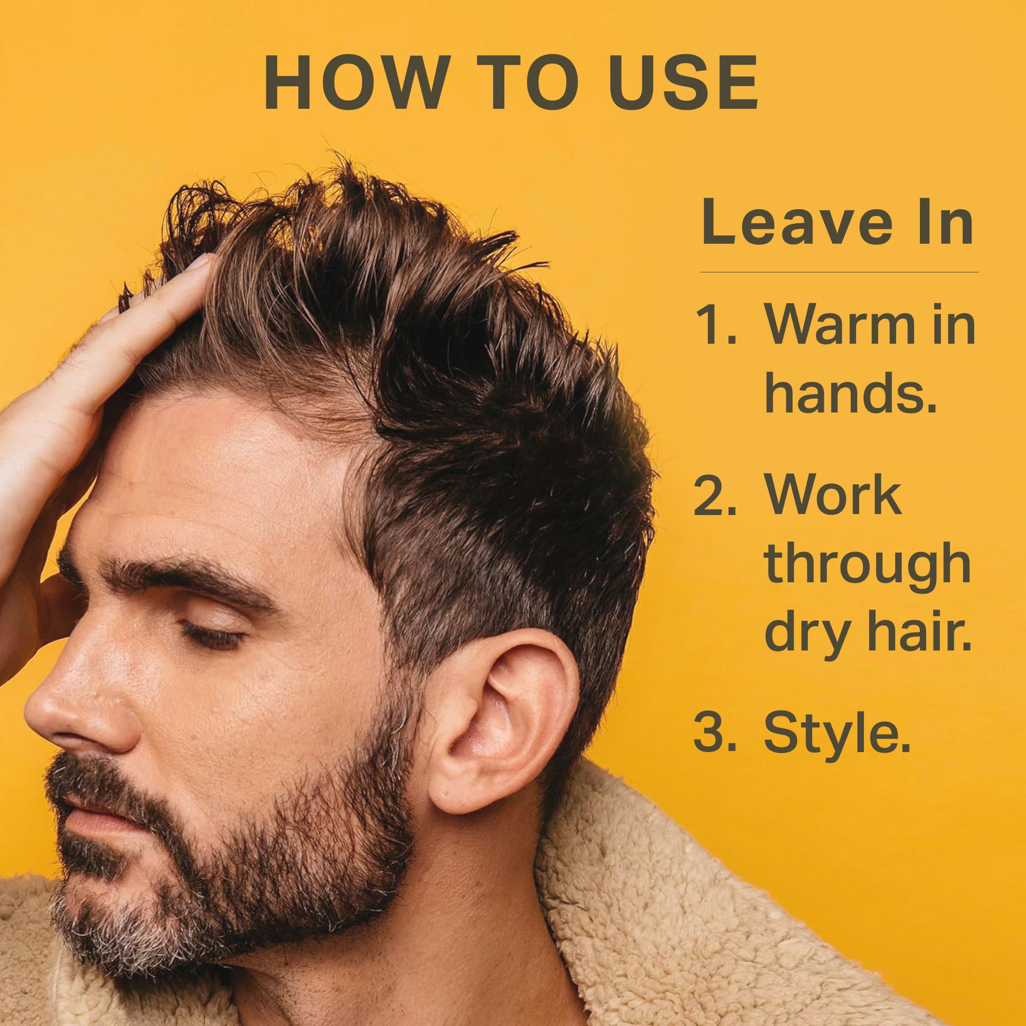 Barrel & Oak Leave-In Conditioner olive oil nourishes hair.