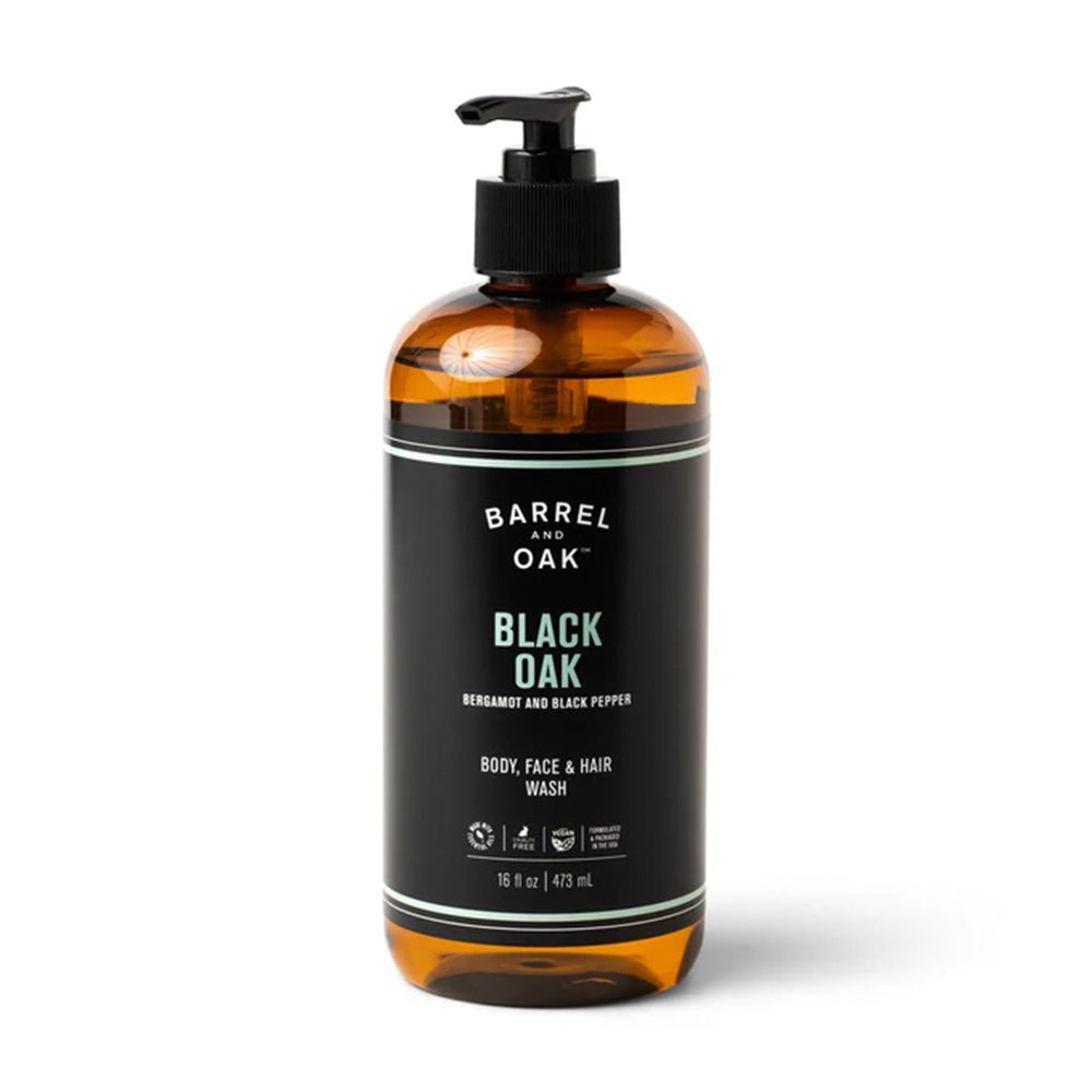 Barrel & Oak All-in-One Wash face bottle pour provides refreshing daily cleanse.