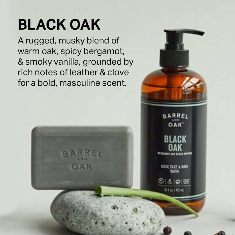Barrel & Oak All-in-One Wash ingredients birch highlights cleansing and hydrating vitamin B5.