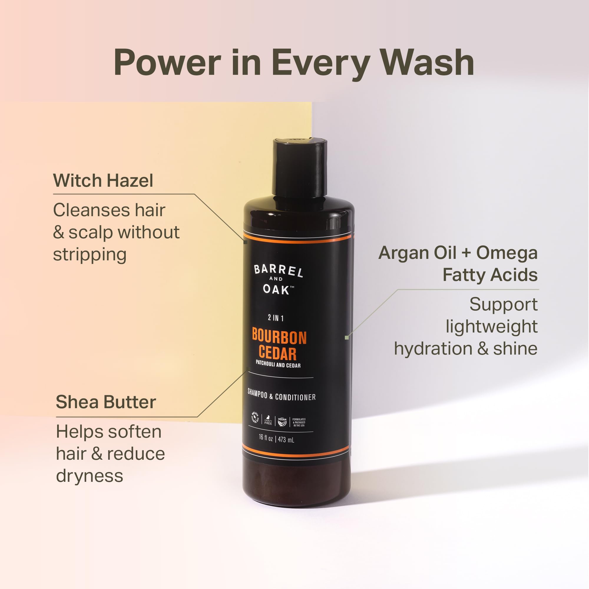Barrel & Oak pump dispenser releasing creamy conditioner texture for easy application.