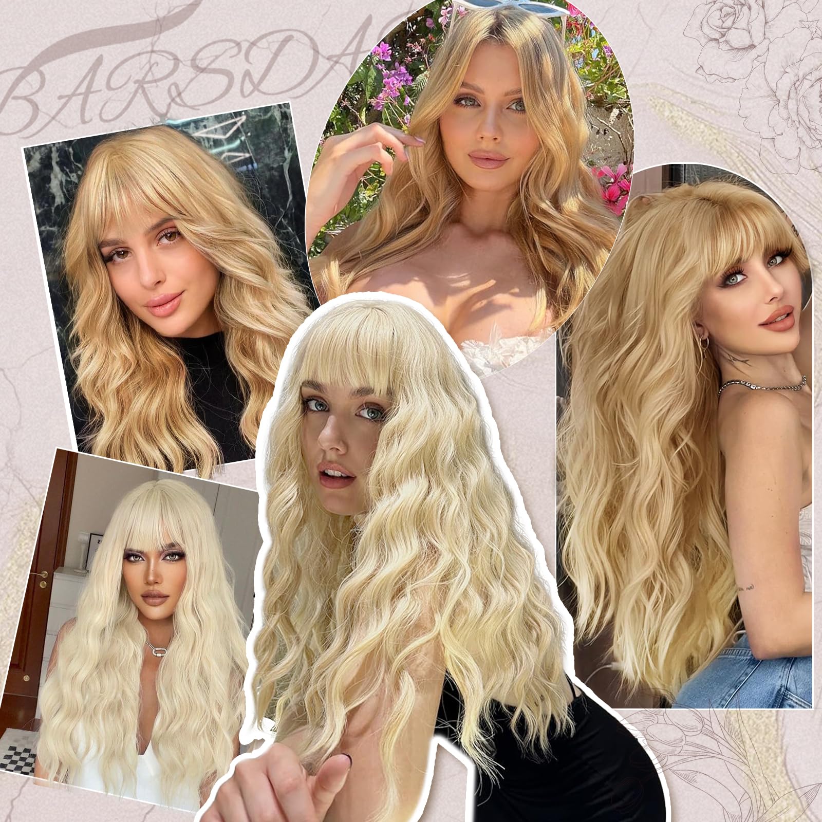BARSDAR packaging image displays wig, cap, comb, and care guide.