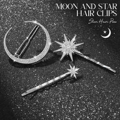 BARTOSI silver star hairpin crystal details highlight secure grip and shine.