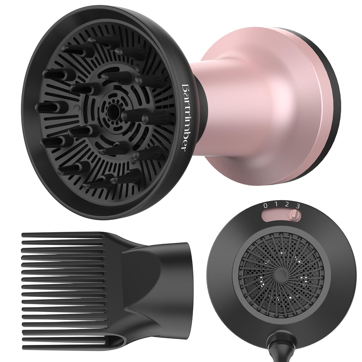 Bartrimber 2-in-1 diffuser-dryer closeup showing powerful 1875W motor for quick drying.