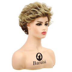 Baruisi brown mixed blonde color wig close-up—versatile shade for outfits