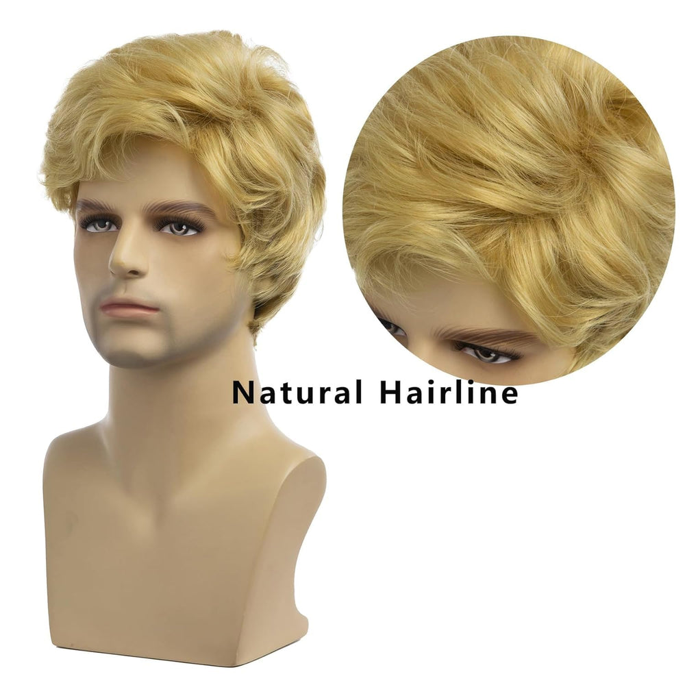 Baruisi Men Wigs short blonde wig back view shows smooth silhouette