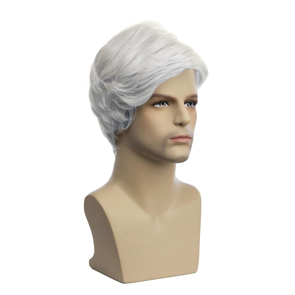 Baruisi White Wig close-up highlights heat-resistant synthetic fibers