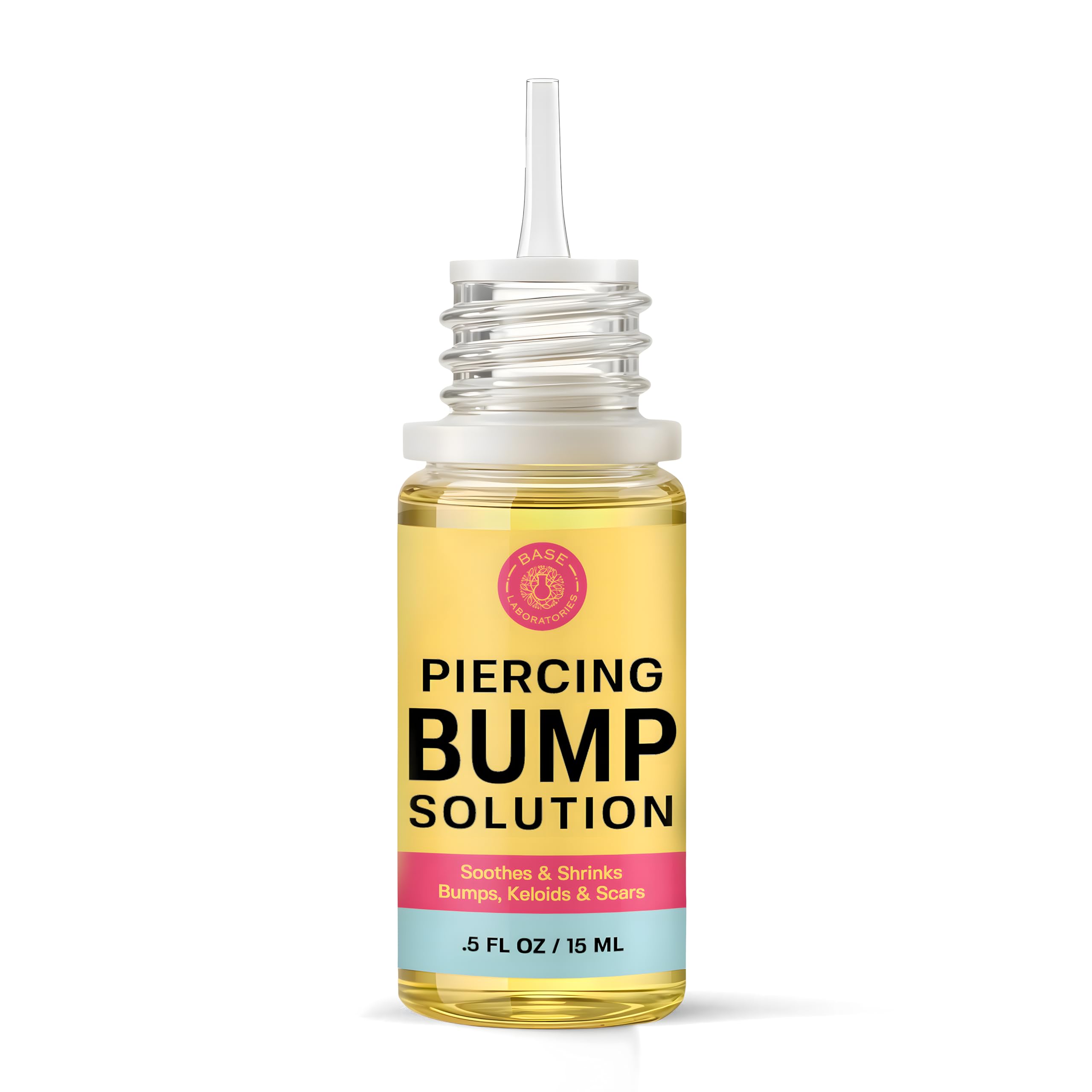 BASE LABORATORIES drops application hand demonstrates easy at-home use for bump reduction