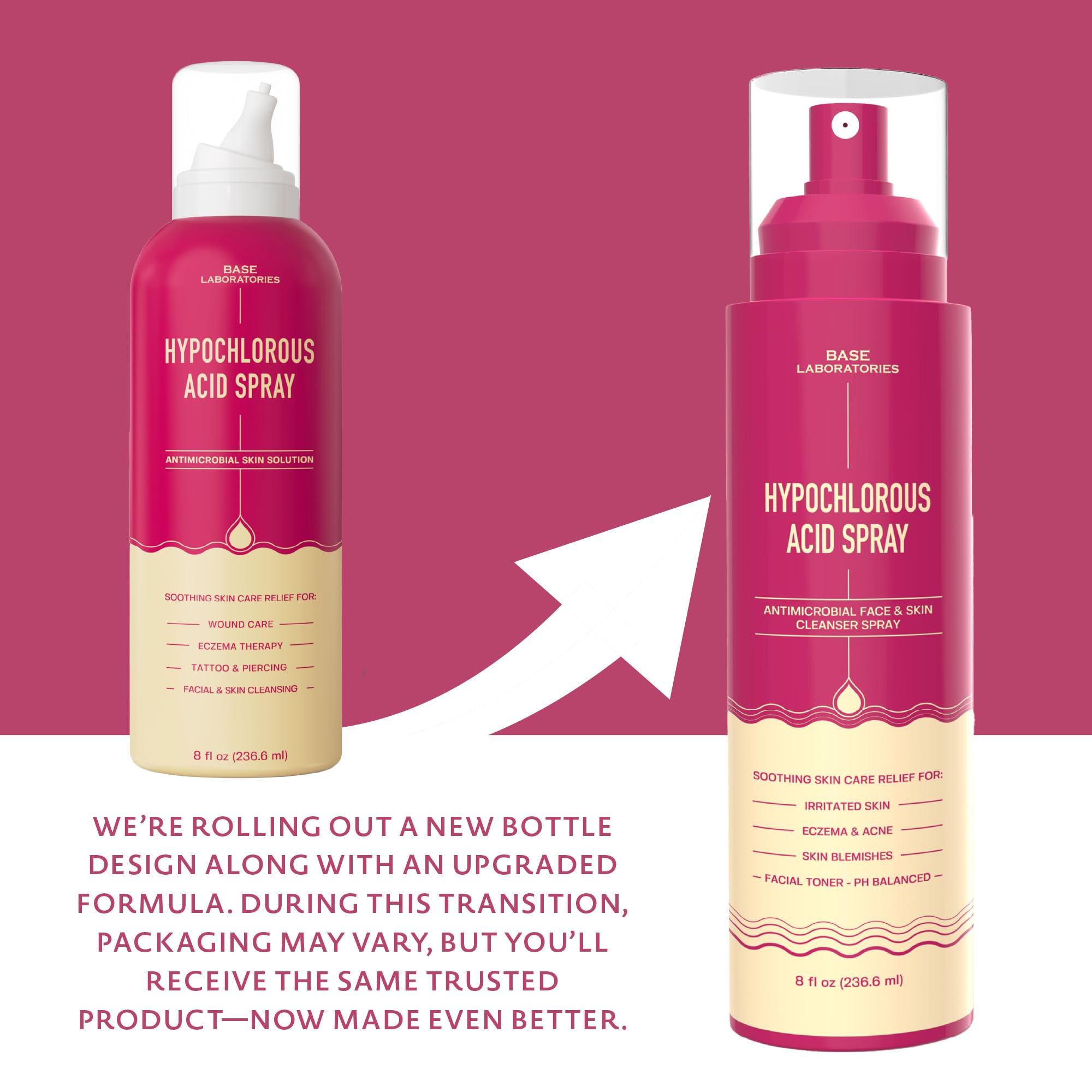 BASE LABORATORIES HOCl spray 2pk front label shows convenient dual-pack skincare