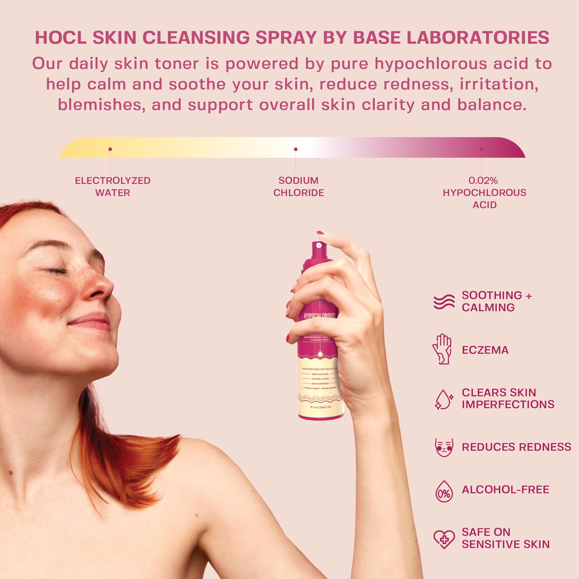 BASE LABORATORIES HOCl spray nozzle-detail highlights easy, controlled application