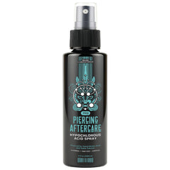 Base Laboratories HOCl spray 8oz bottle pour demonstrates easy application for piercings.
