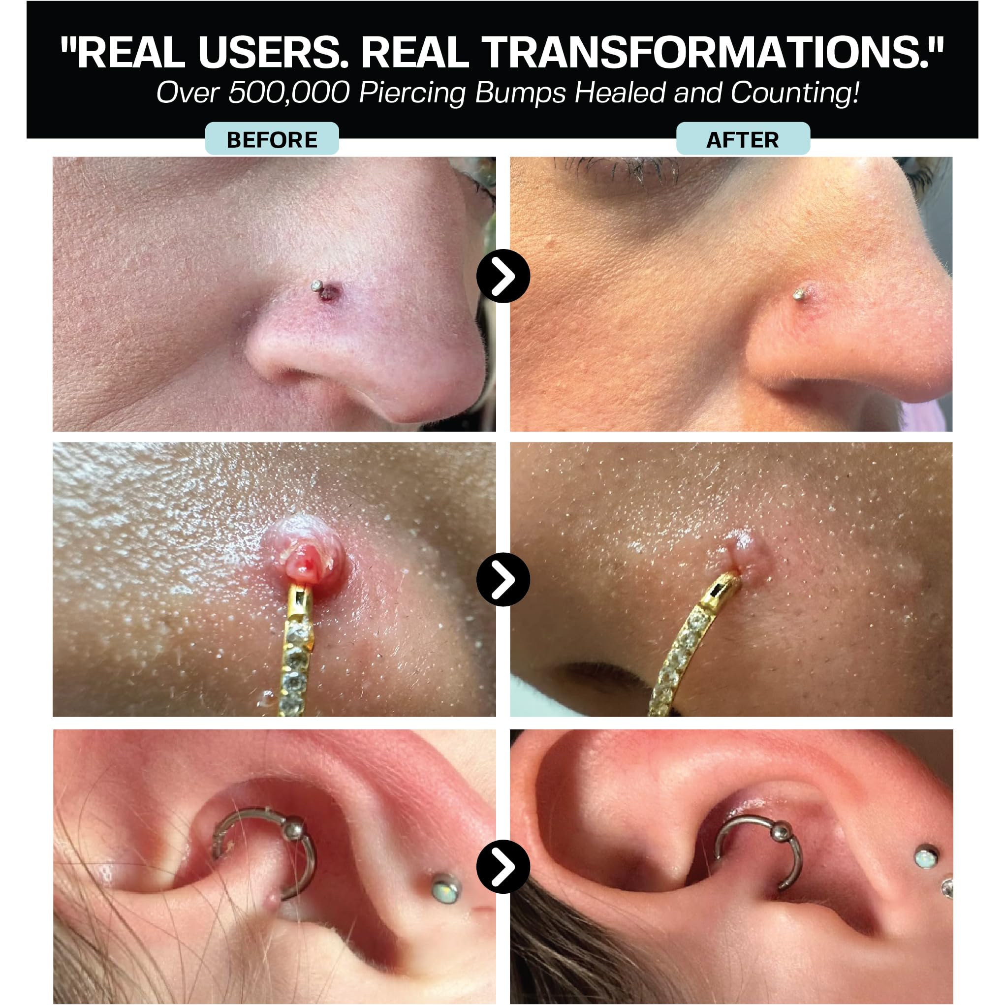 Base Laboratories piercing aftercare packaging shot conveys sterile, ready-to-use solution.
