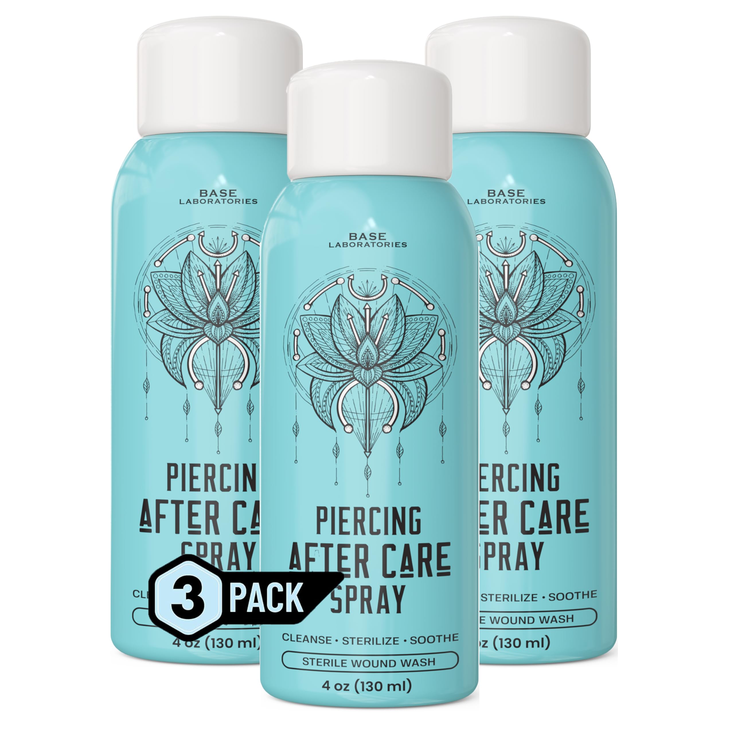 BASE LABORATORIES piercing aftercare spray bottle for clean piercings with a gentle mist