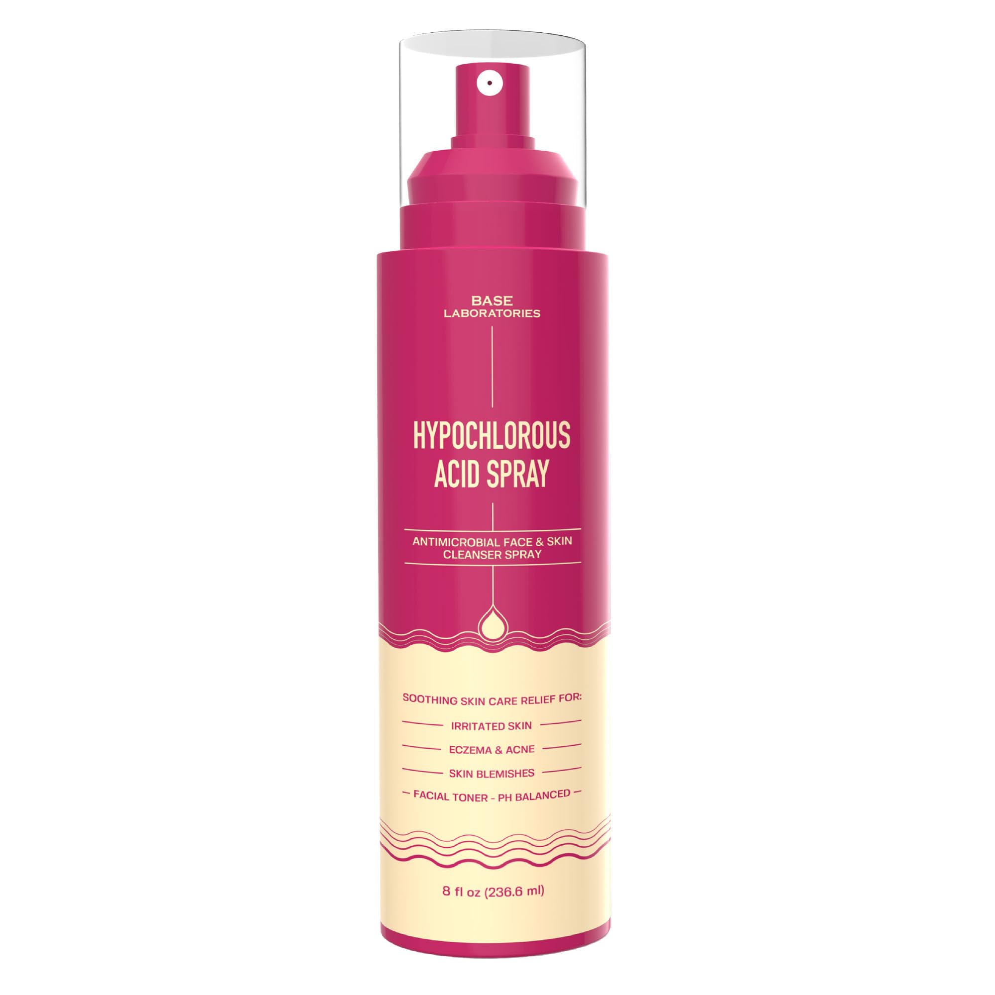 BASE LABORATORIES HOCL spray bottle pour enables easy daily application on skin