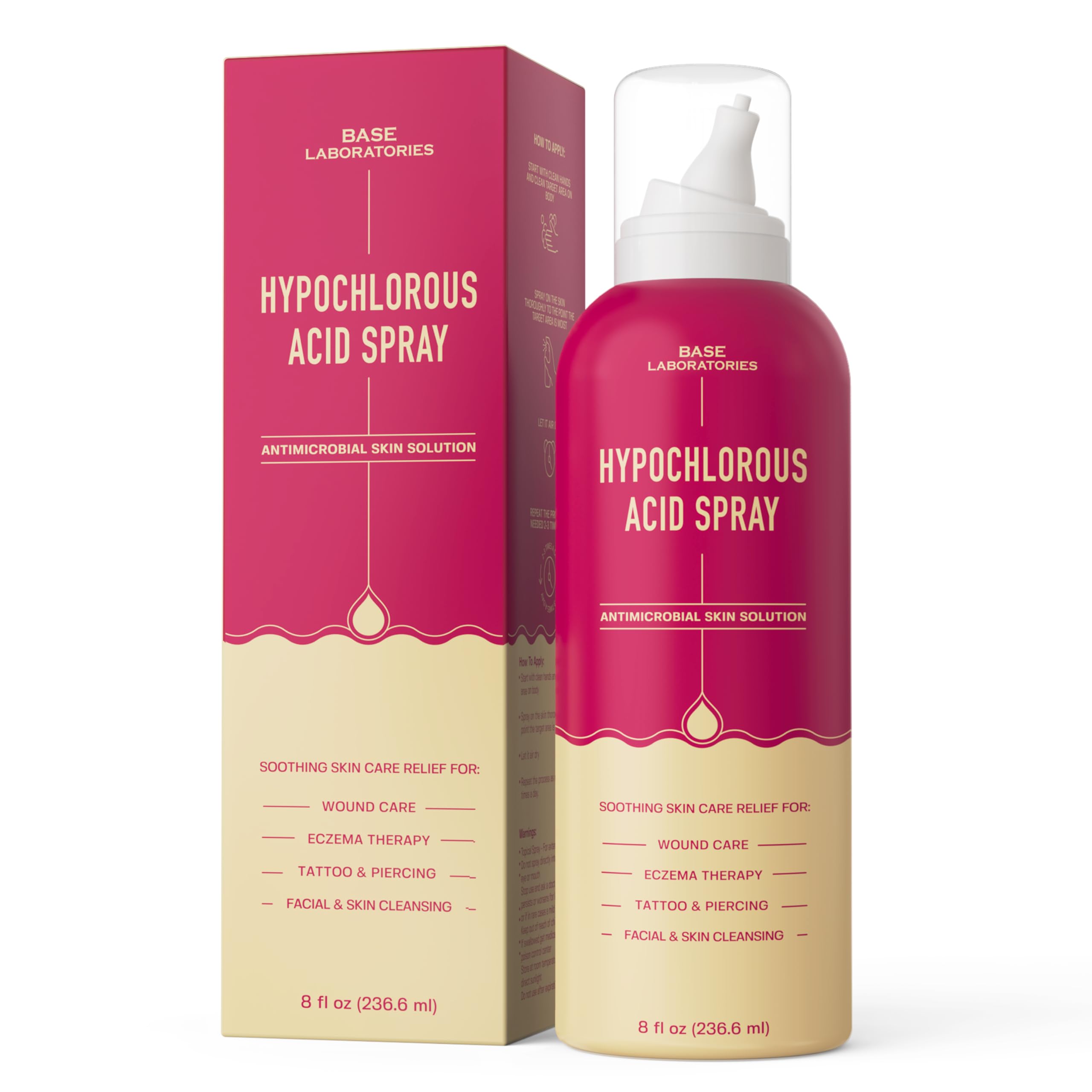 BASE LABORATORIES tattoo aftercare using HOCl spray for clean, calm healing