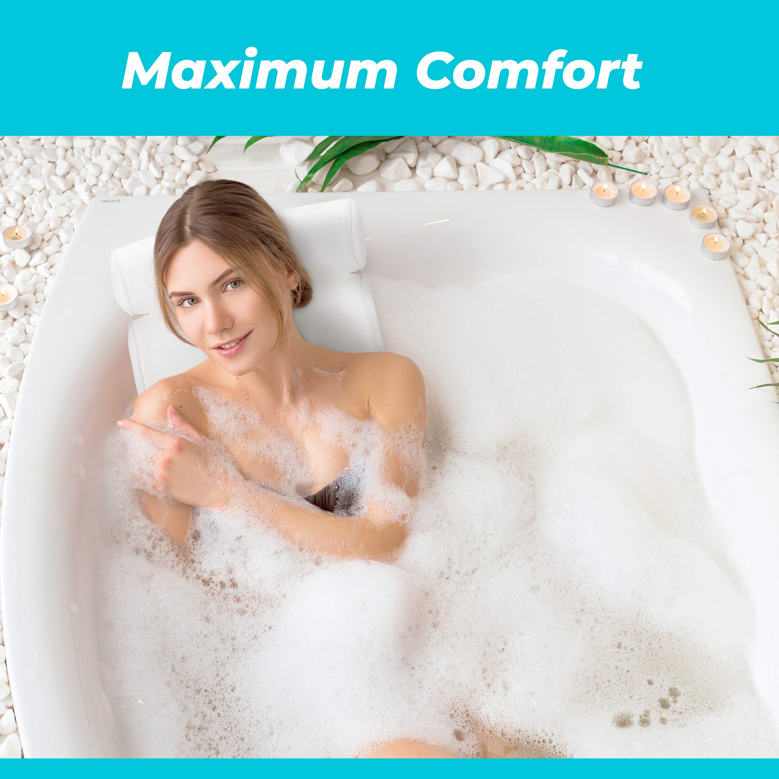 Basic Concepts bathtub pillow back support features ergonomic shaping for comfortable tub lounging.