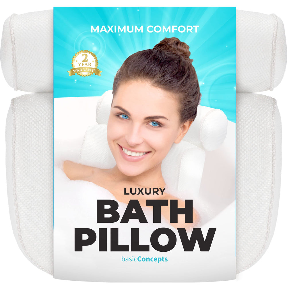 Basic Concepts bathtub pillow headrest offers plush neck and back support during long soaks.