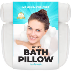 Basic Concepts bathtub pillow headrest offers plush neck and back support during long soaks.