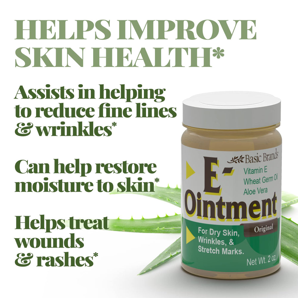 Basic Organics Vitamin E Ointment stretch-marks focuses on hydration to support skin elasticity.