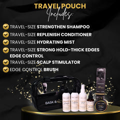 Bask & Lather travel kit conditioner bottle provides hydrating detangling for textured hair