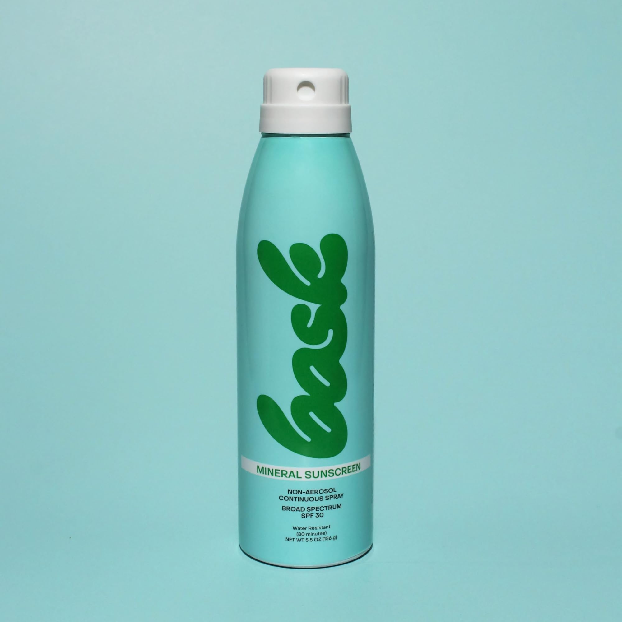 Bask Suncare SPF 30 spray angle shot demonstrates fragrance-free reef-safe protection