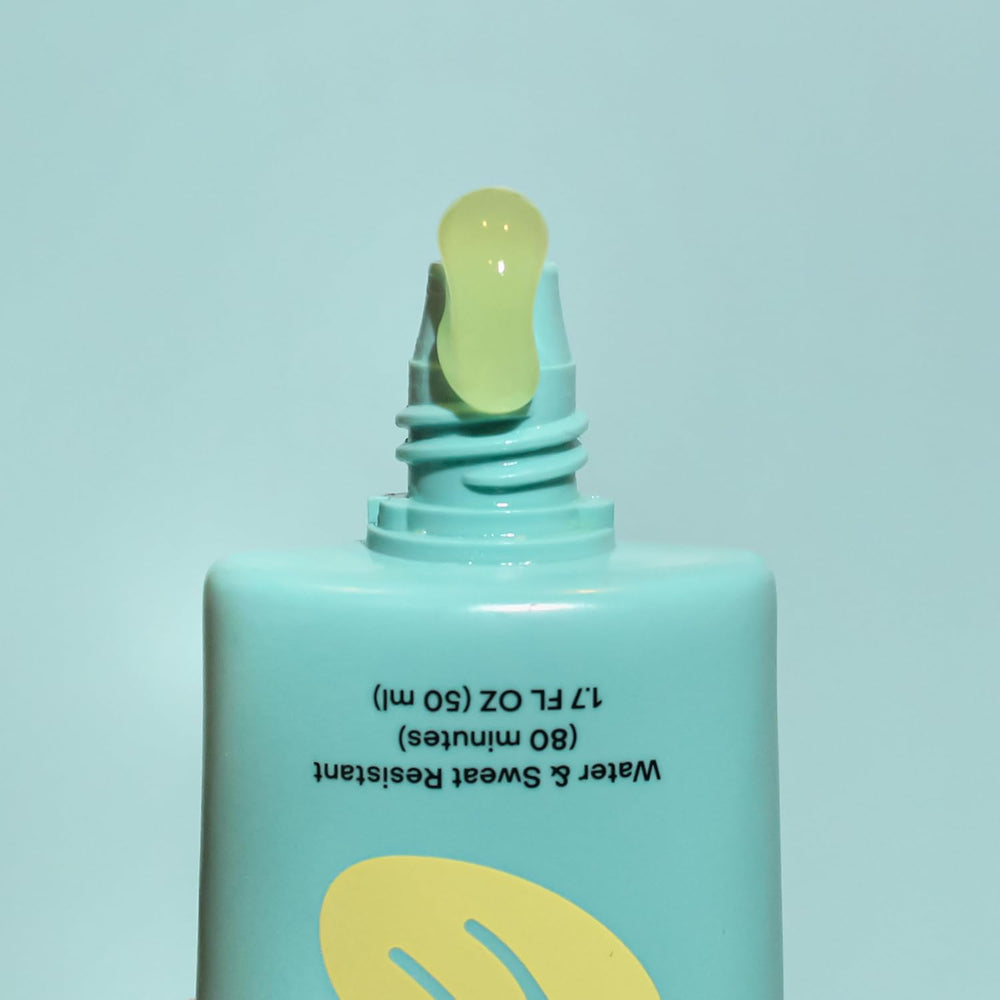Bask Suncare SPF40 daily gel application shows silky texture for light, comfortable wear.