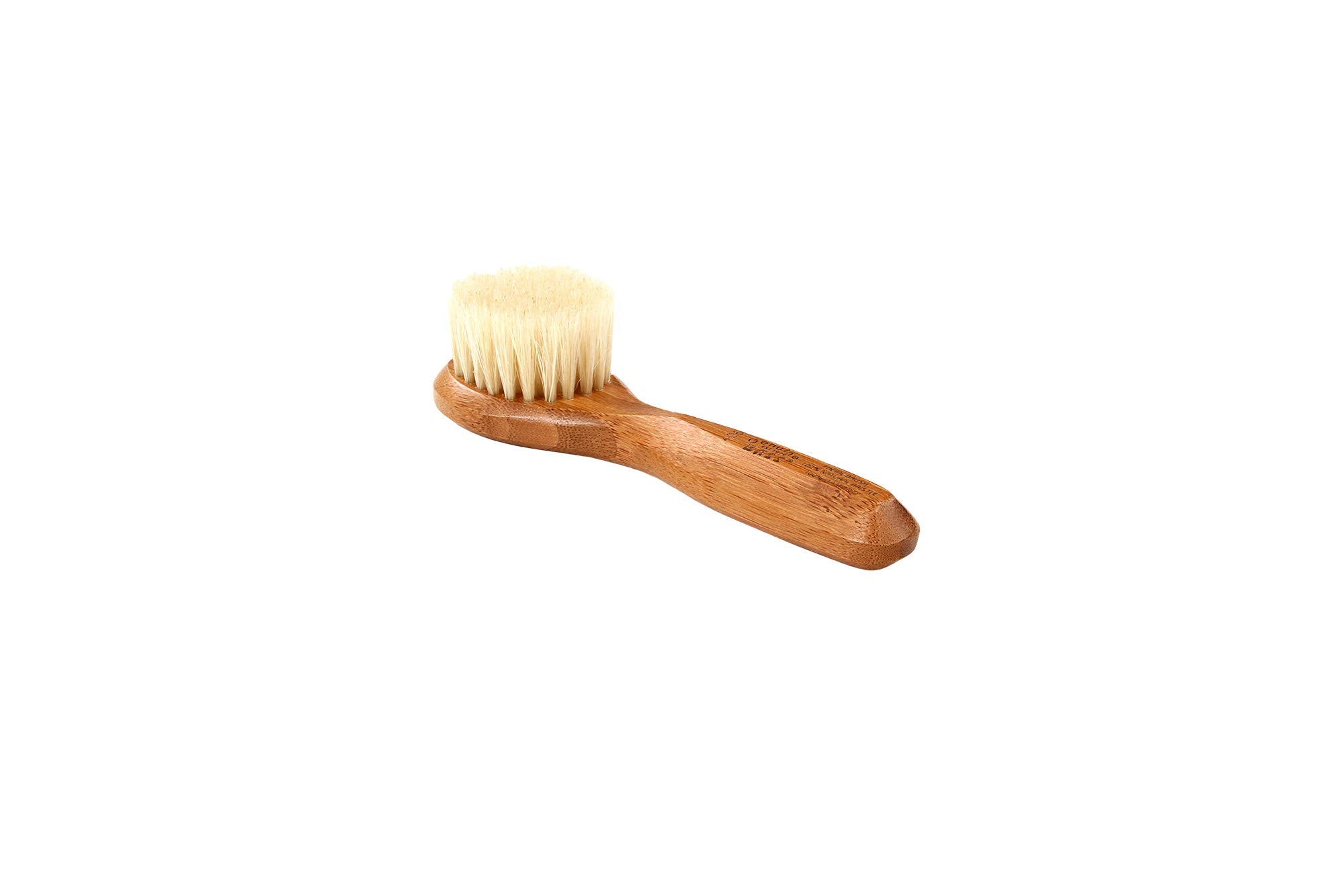 Bass facial cleansing brush with wood-handle natural bristles for gentle cleansing.