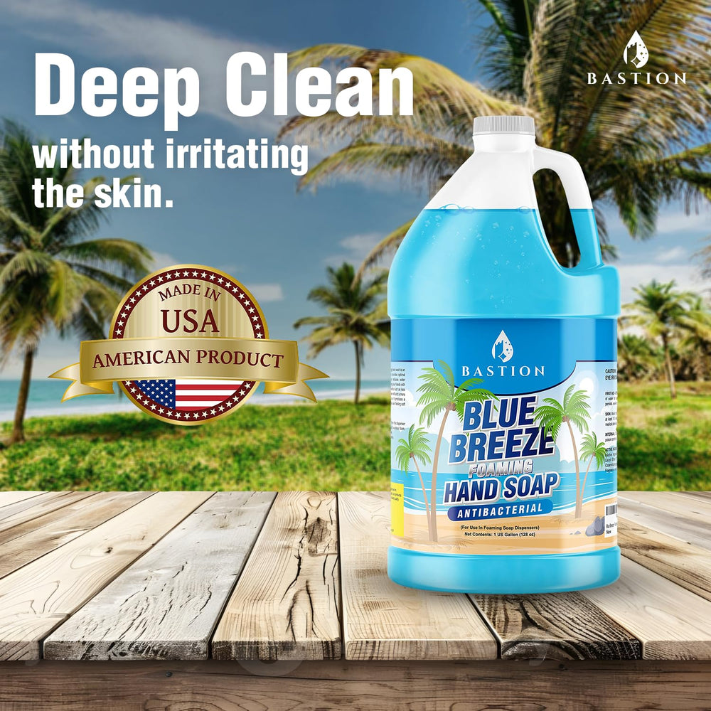 Bastion Blue Breeze foaming dispenser refill for convenient restocking.