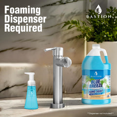 Bastion Blue Breeze fresh clean scent enhances restroom ambience.