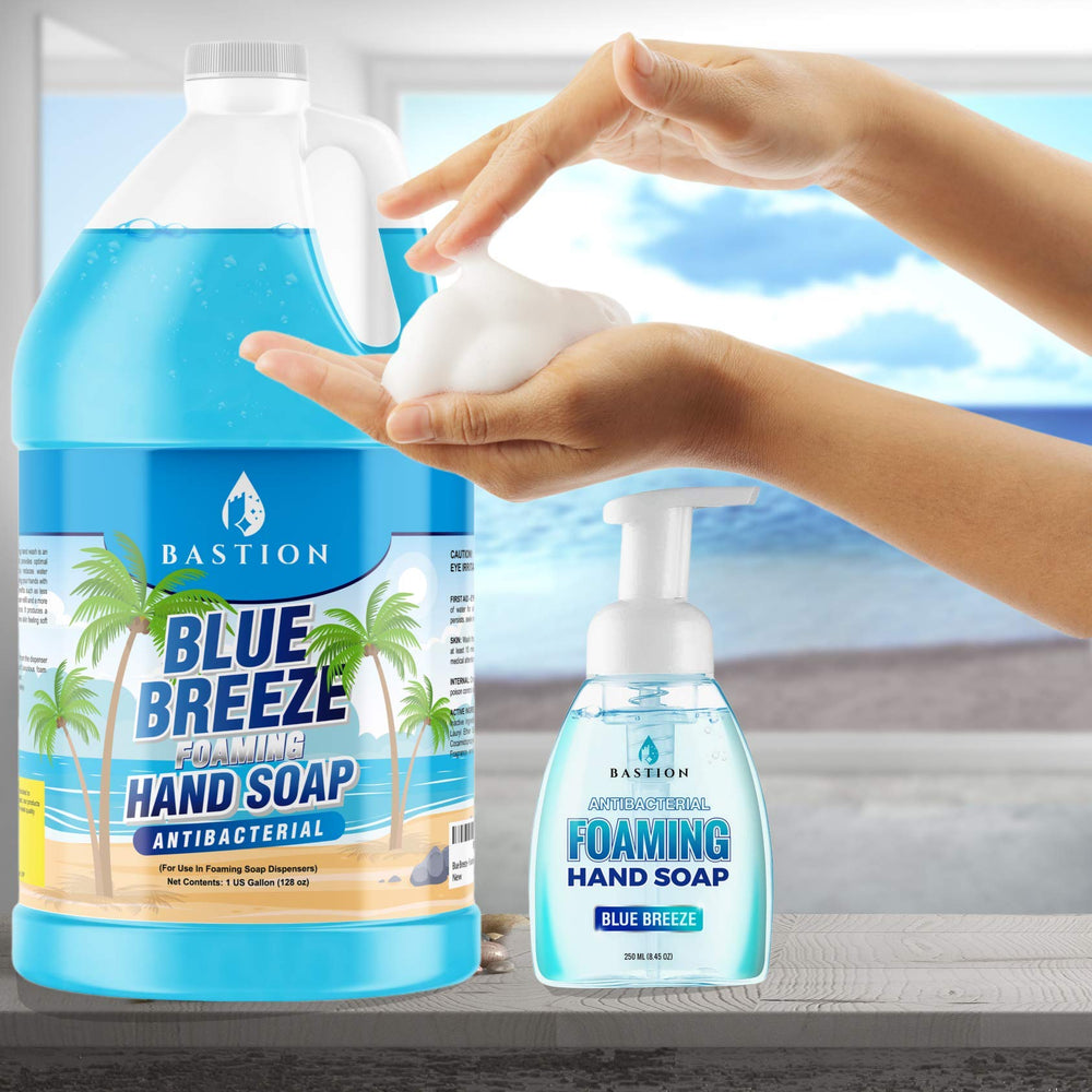 Bastion Blue Breeze rich foam provides thorough coverage and easy rinse.