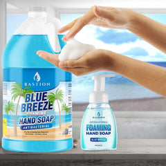 Bastion Blue Breeze rich foam provides thorough coverage and easy rinse.