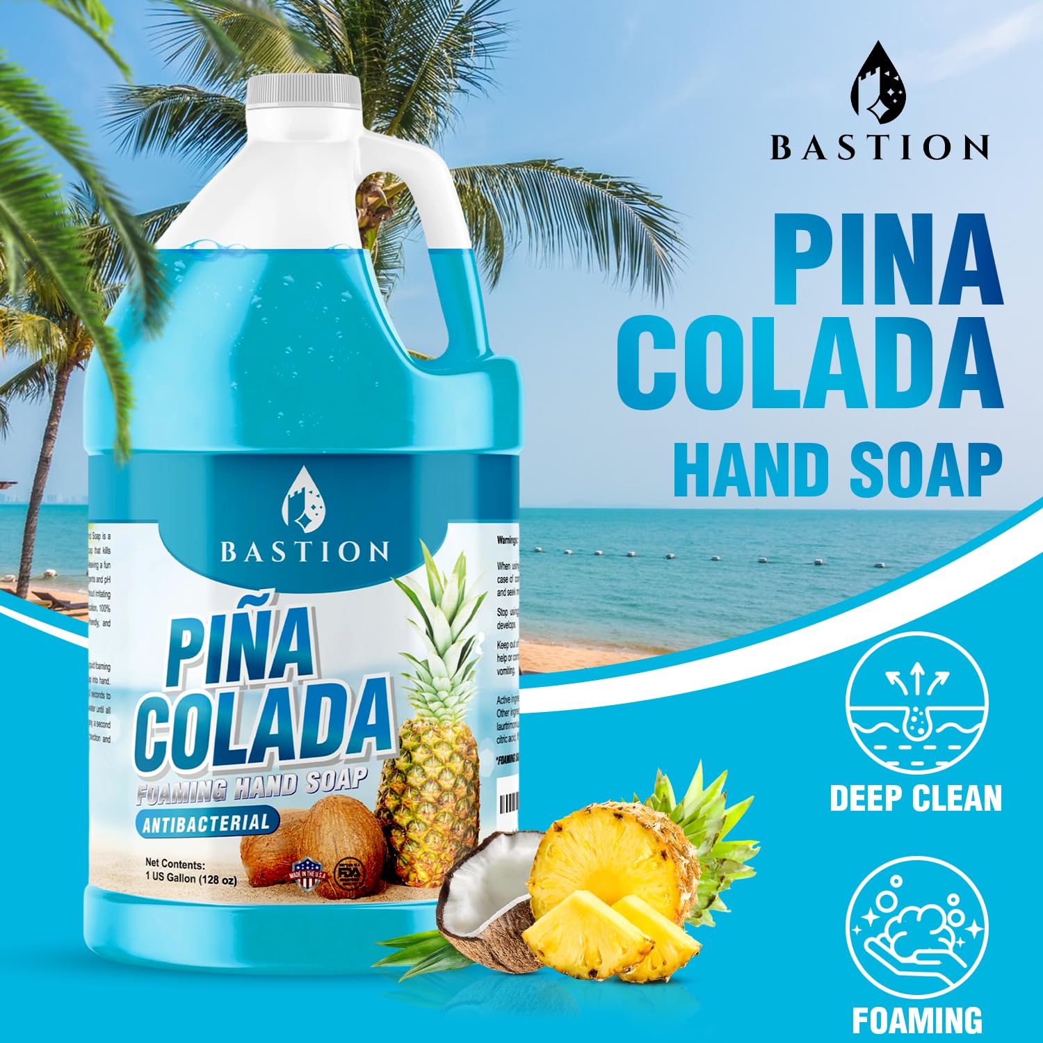 Bastion Foaming hand soap bottle with lush lather for quick, clean handwashing.