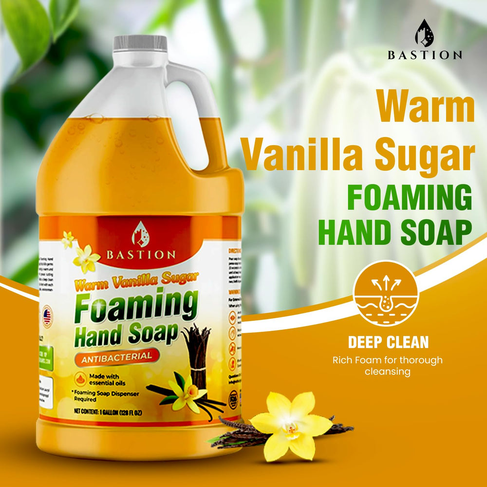 Bastion foaming hand soap refill gallon reduces waste and costs.