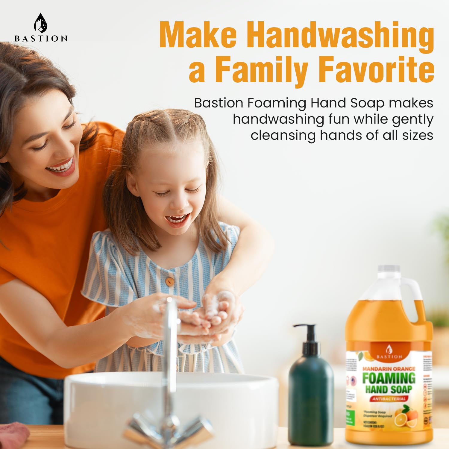 Bastion luxury foaming soap creates rich lather for quick, effective hand cleansing.