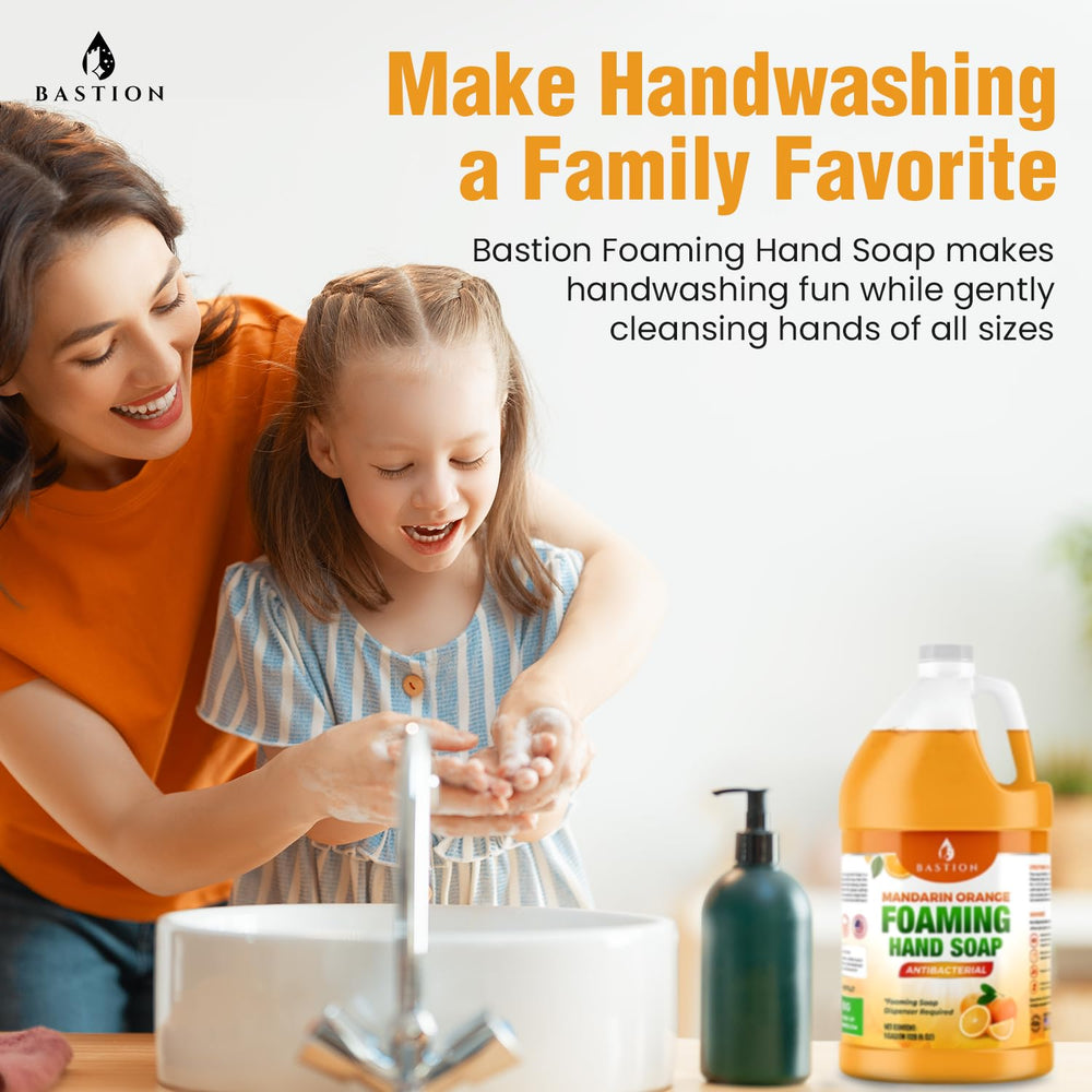 Bastion luxury foaming soap creates rich lather for quick, effective hand cleansing.
