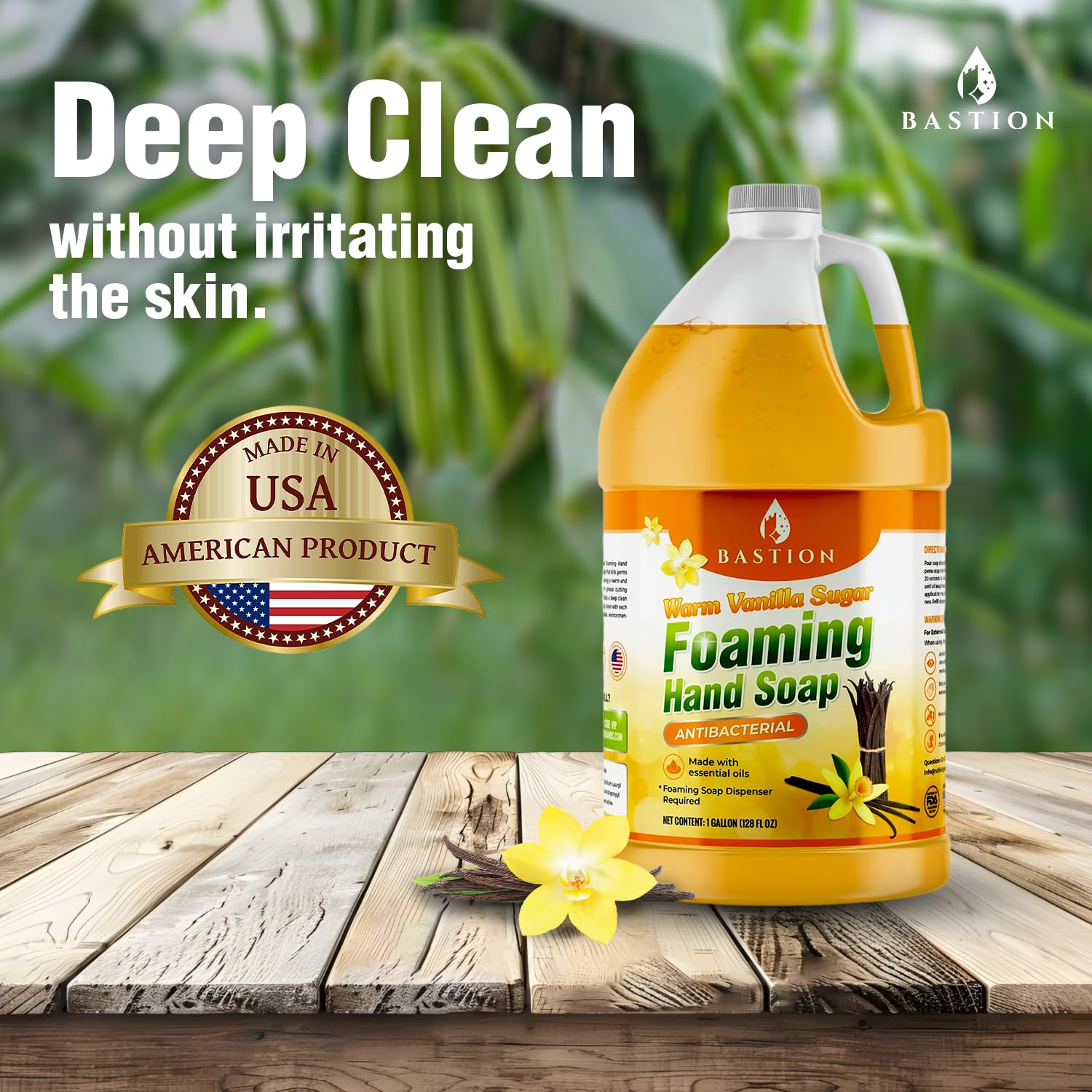 Bastion moisturizing foaming soap emphasizes soft skin after use.