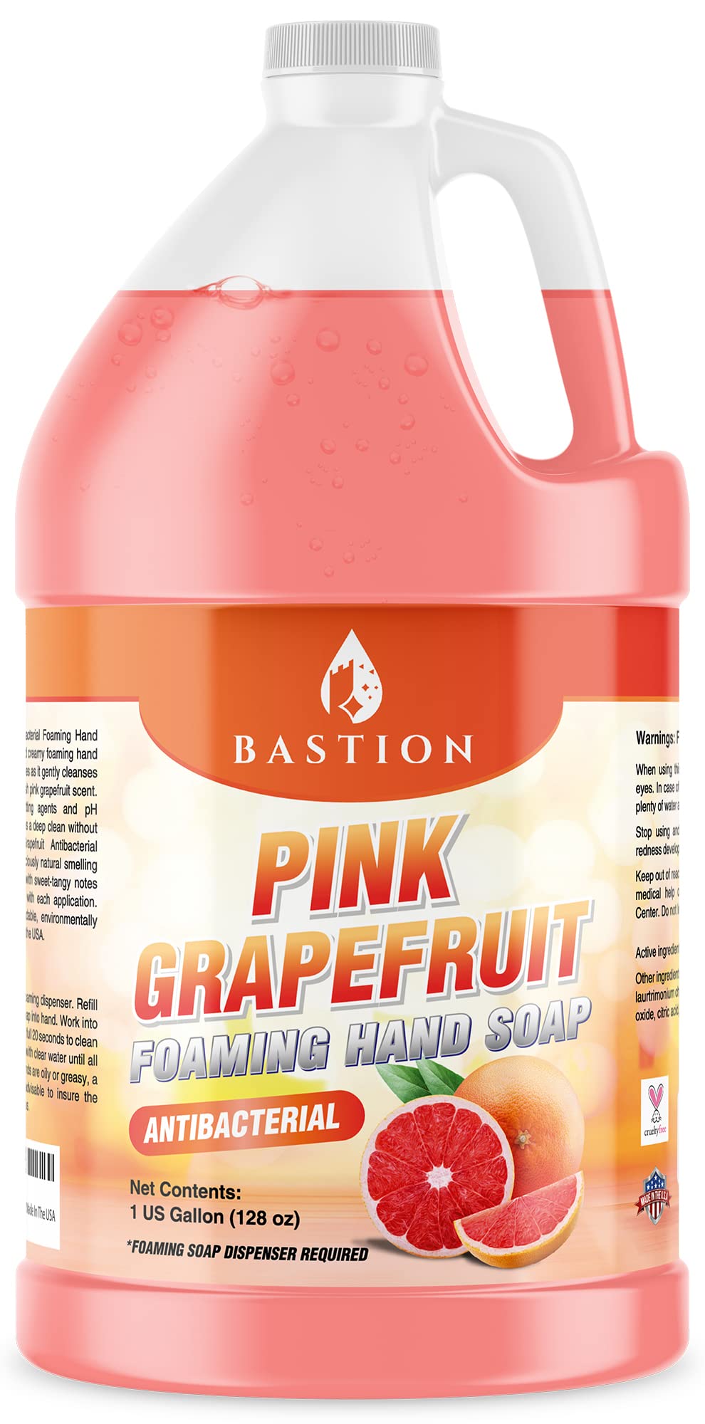 Bastion pink grapefruit foaming hand soap bottle with luxurious lather for everyday cleansing.