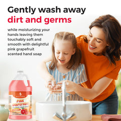 Bastion pink grapefruit foaming hand soap dispenser ready for easy, mess-free refills.