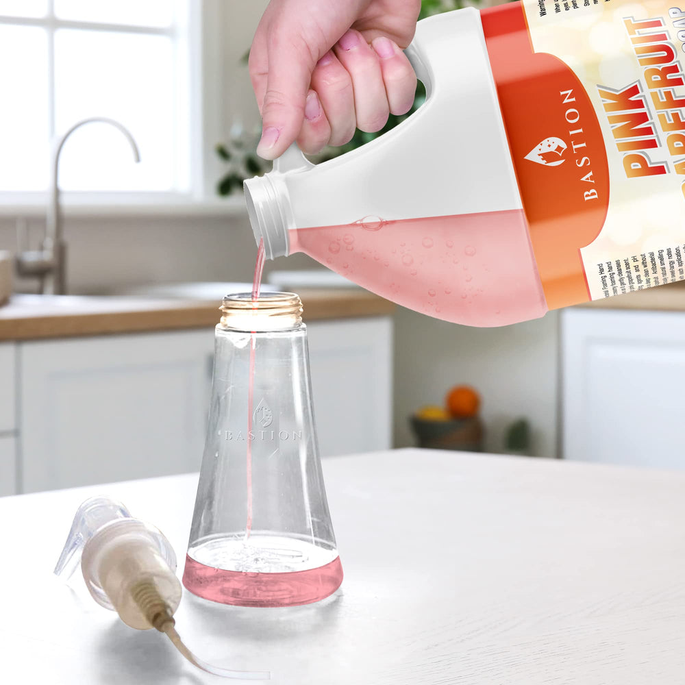 Fragrance swatch reveals bright pink grapefruit aroma for refreshing handwashing.