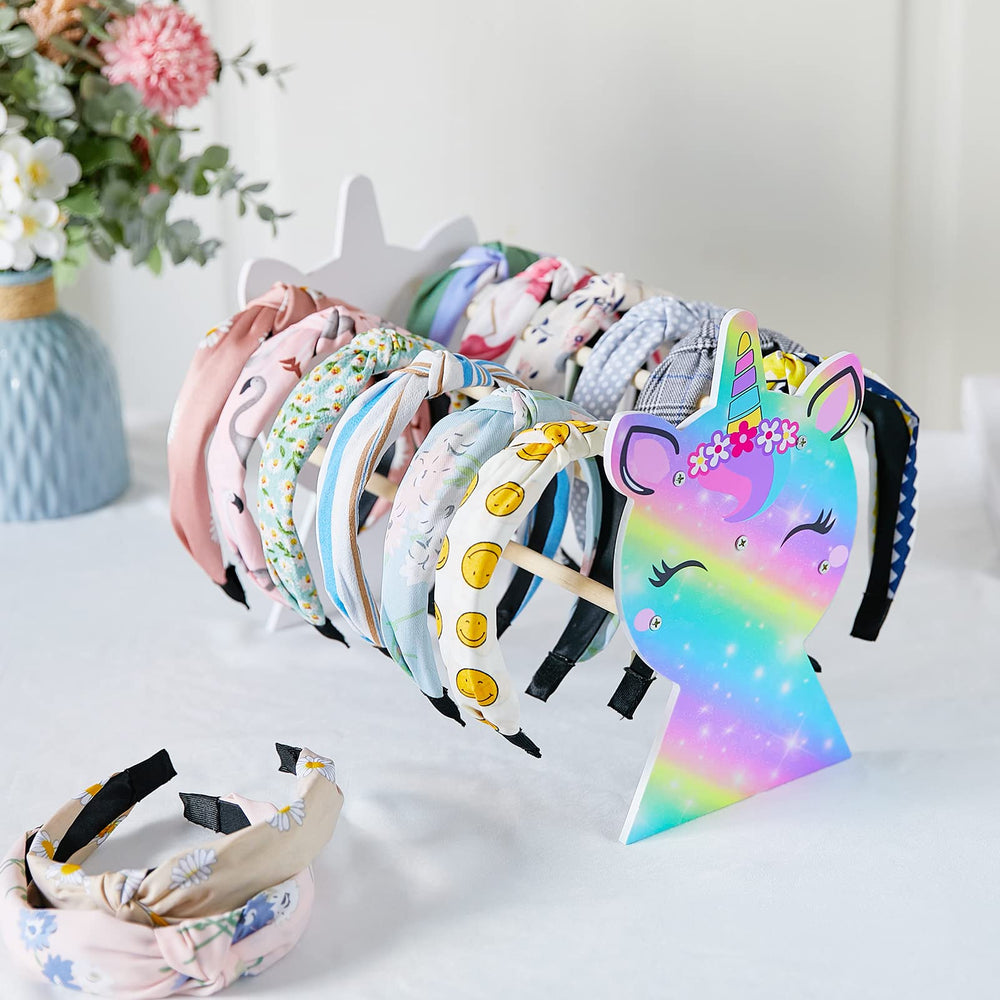 Basumee display stand on desk enables quick headband selection