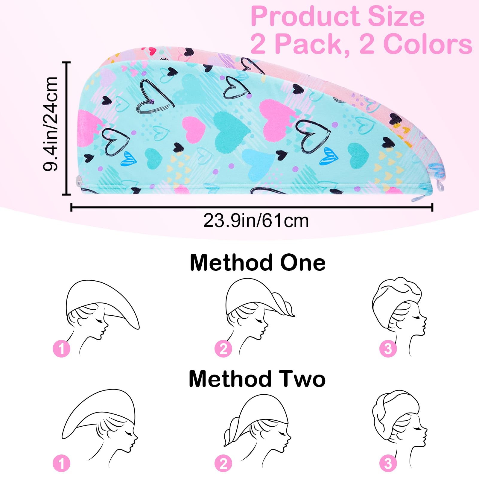 Basumee microfiber hair towel wrap mermaid pattern blue cozy kid-friendly drying