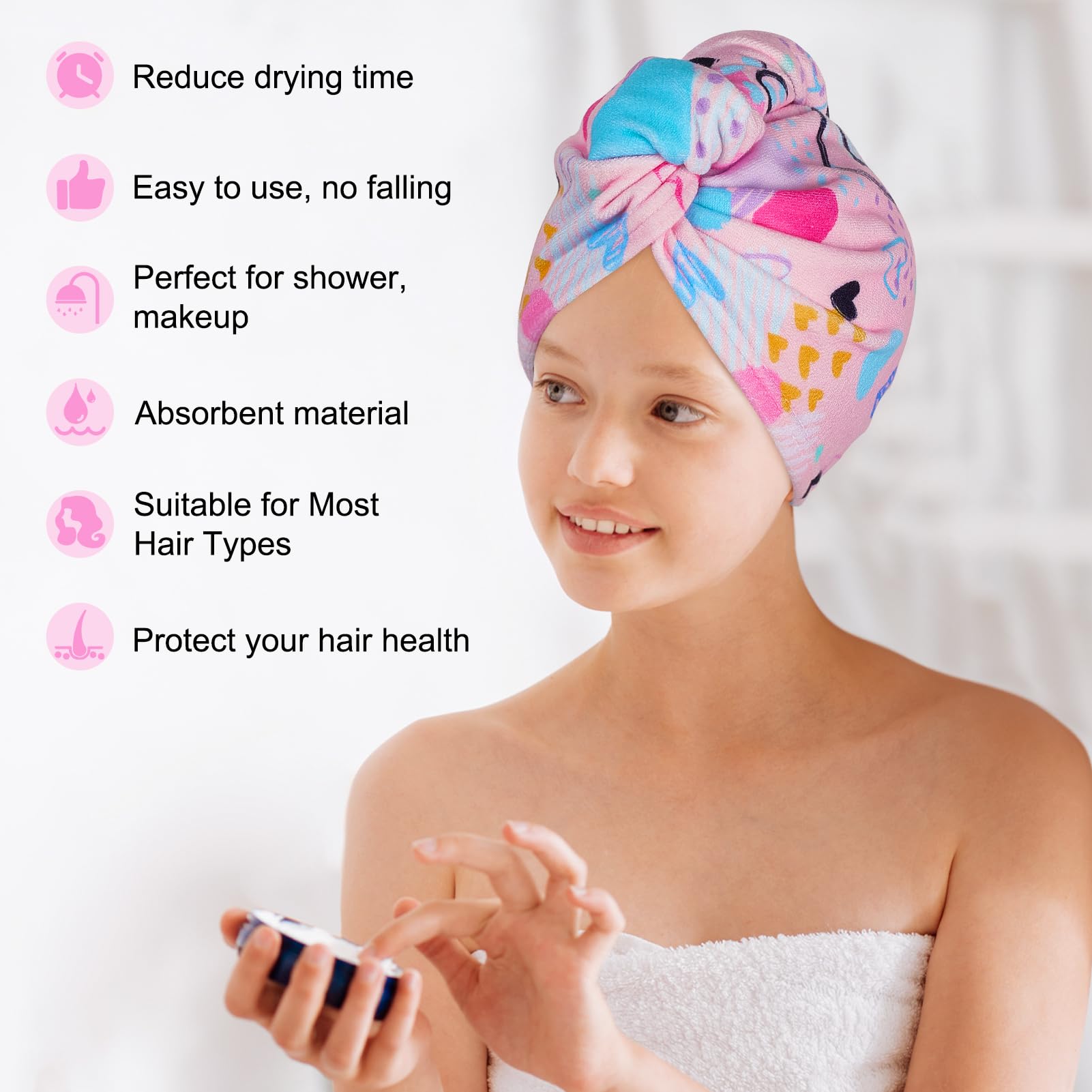 Basumee microfiber hair towel wrap two-pack display blue shows value