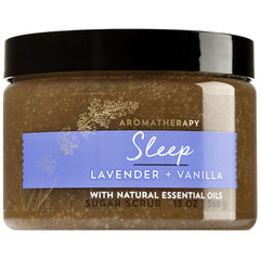 Bath & Body Works Aromatherapy Lavender Vanilla Sugar Scrub jar promotes relaxation and skin smoothing.