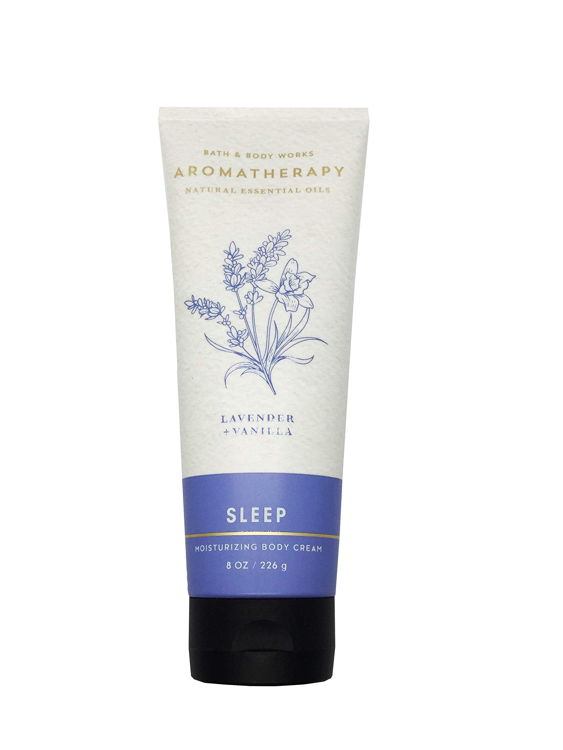 Bath & Body Works Aromatherapy Sleep lavender-vanilla texture on skin, moisturizing during night routine.